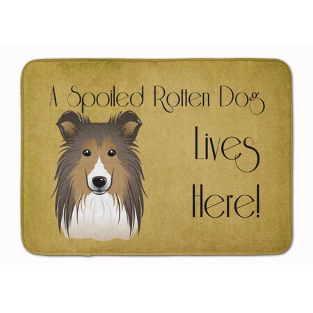 Carolines Treasures Sheltie Spoiled Dog Lives Here Machine Washable Memory Foam Mat BB1490RUG